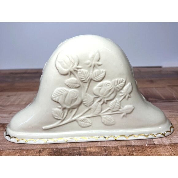 Vintage Ceramic Mantel Clock With Rose Embossed Design & Gold Trim - Picture 5 of 8